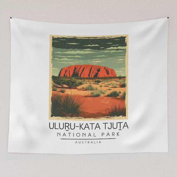 Item preview, A Vintage Illustration of Uluṟu-Kata Tjuṯa National Park - Australia  designed and sold by GoodOldVintage.