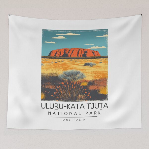 Item preview, A Vintage Illustration of Uluṟu-Kata Tjuṯa National Park - Australia  designed and sold by GoodOldVintage.