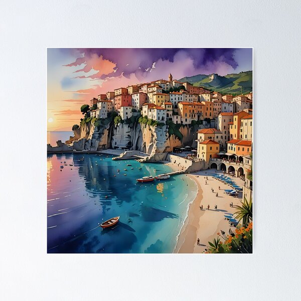 Artikel-Vorschau von Tropea, Kalabrien: Sonnenuntergang über dem Tyrrhenischen Meer, designt und verkauft von LSV-Art.