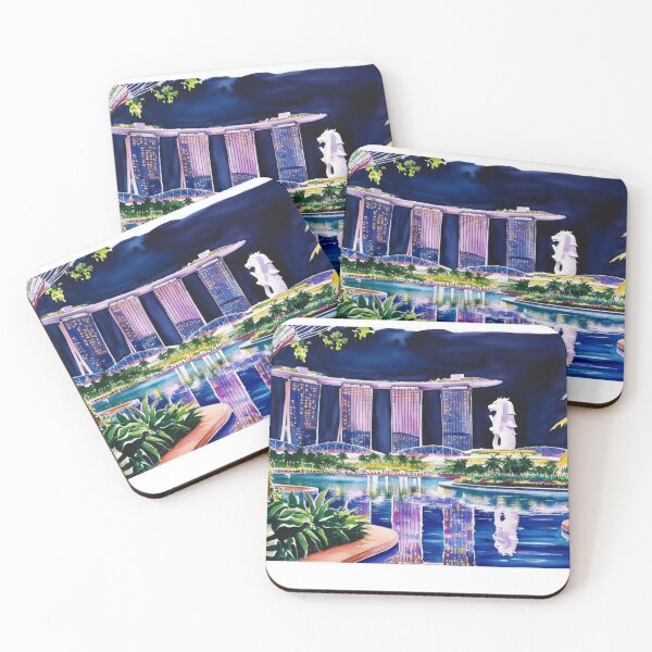 Item preview, Singapore – Marina Bay Sands and the Merlion at Night designed and sold by StormArte.