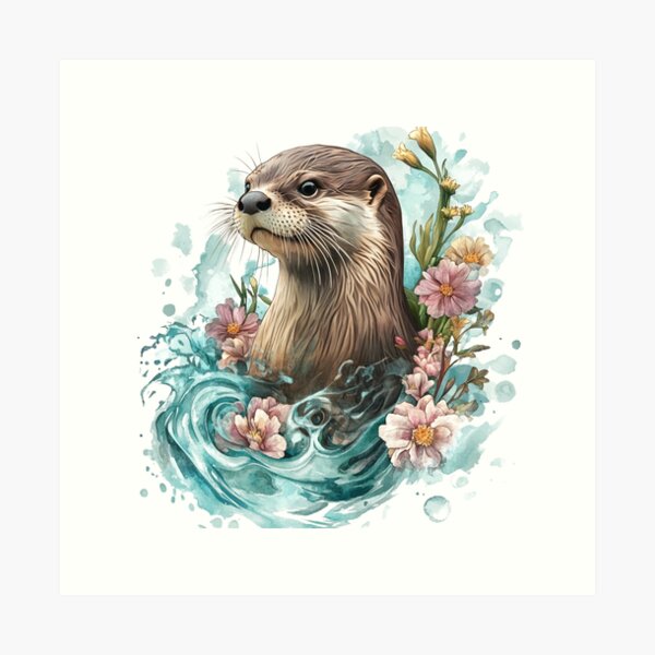 Item preview, Otter Watercolor Design designed and sold by NicolasGlowArt.