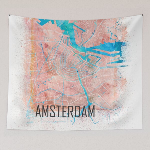 Item preview, Amsterdam Travel Map with Main Roads designed and sold by artshop77.