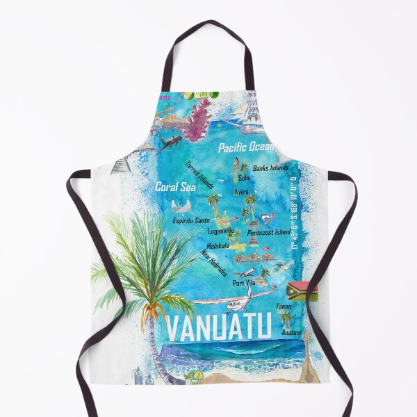 Item preview, Vanuatu Melanesia Pacific Islands Illustrated Travel Map with Highlights designed and sold by artshop77.