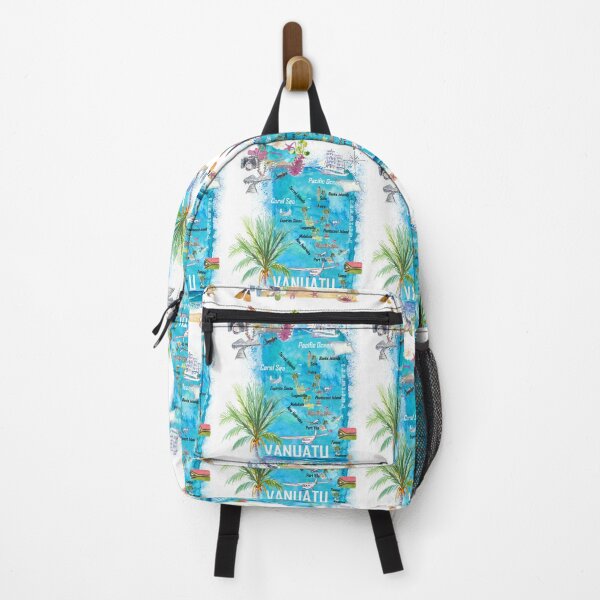 Item preview, Vanuatu Melanesia Pacific Islands Illustrated Travel Map with Highlights designed and sold by artshop77.