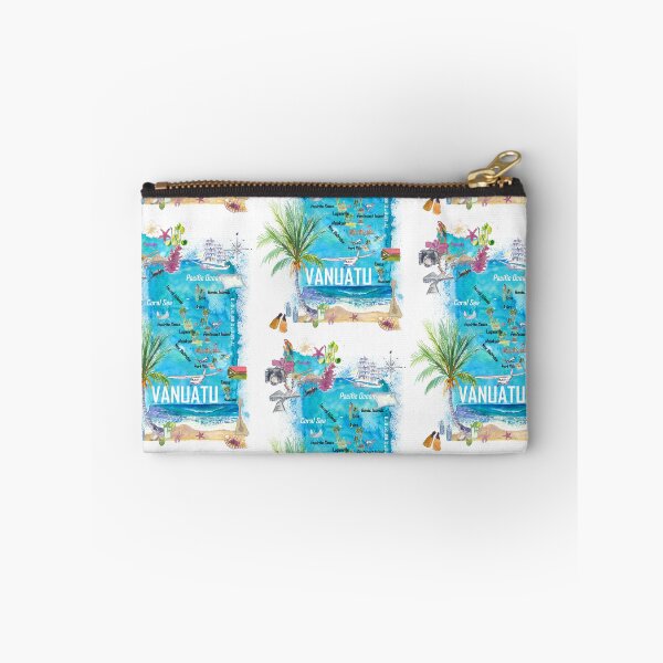 Item preview, Vanuatu Melanesia Pacific Islands Illustrated Travel Map with Highlights designed and sold by artshop77.