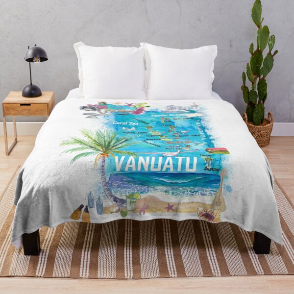 Item preview, Vanuatu Melanesia Pacific Islands Illustrated Travel Map with Highlights designed and sold by artshop77.