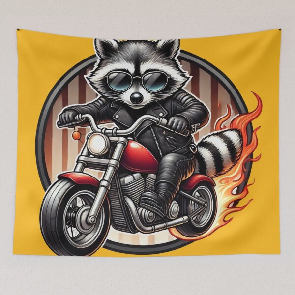 Item preview, Biker Raccoon - Cool Motorcycle Rider Animal Art designed and sold by Nauert's.