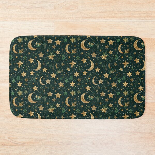 Item preview, Celestial inspired pattern of gold stars, crescent moons and tiny clovers designed and sold by Designbes.