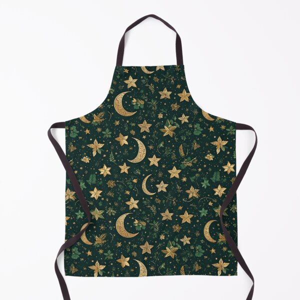Item preview, Celestial inspired pattern of gold stars, crescent moons and tiny clovers designed and sold by Designbes.