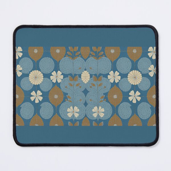 Item preview, Retro Blue and Brown Floral Tile designed and sold by elizabethdancer.