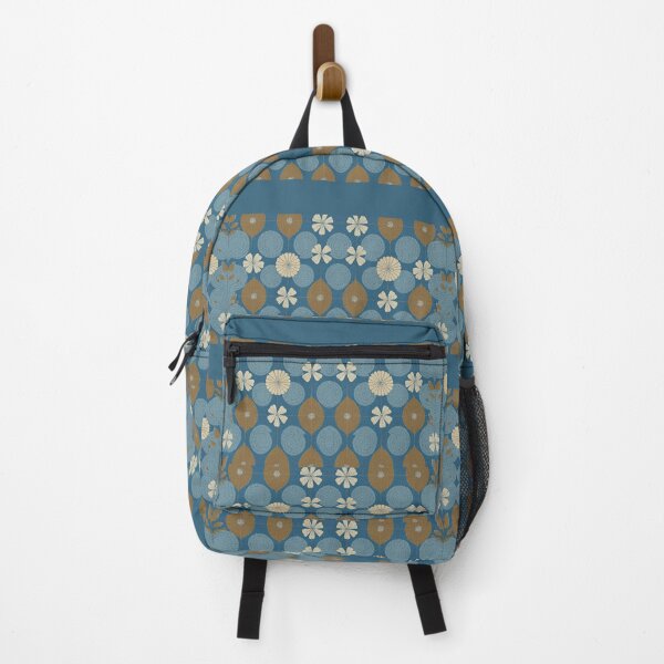 Item preview, Retro Blue and Brown Floral Tile designed and sold by elizabethdancer.