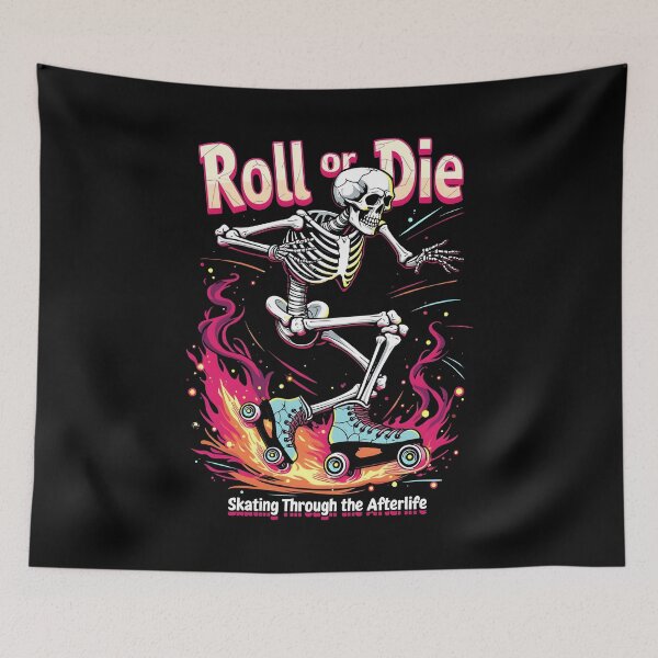 Item preview, Skeleton Rides Roll Or Die Skating Design designed and sold by GesparHouse.