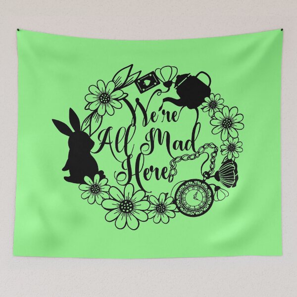 Item preview, We're All Mad Here Floral Wreath. Alice in Wonderland designed and sold by Cristina Galerina.