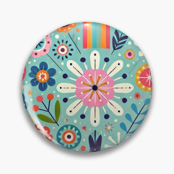 Artikelvorschau, Skandinavische Volkskunst-Wildblumen – Türkis, Rosa und Orange von heidiannemorris entworfen und verkauft von FOLK ART FUSION.
