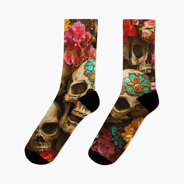 Item preview, Gilded Skulls with Flowers Garden Nightgarden designed and sold by MysticMarble.