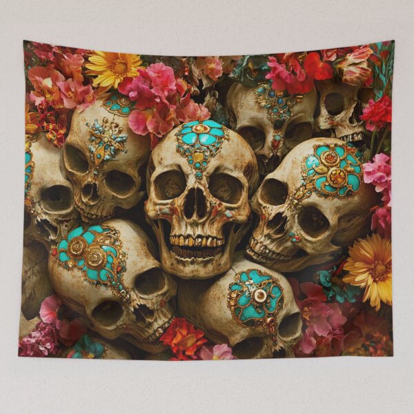 Item preview, Gilded Skulls with Flowers Garden Nightgarden designed and sold by MysticMarble.