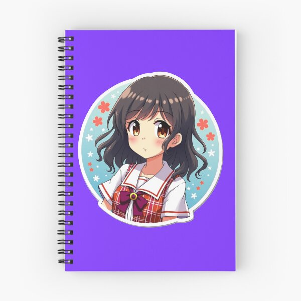 Aperçu de l'œuvre Jolie écolière animée en uniforme rouge et blanc - Kawaii Digital Art créée et vendue par Primarkt.
