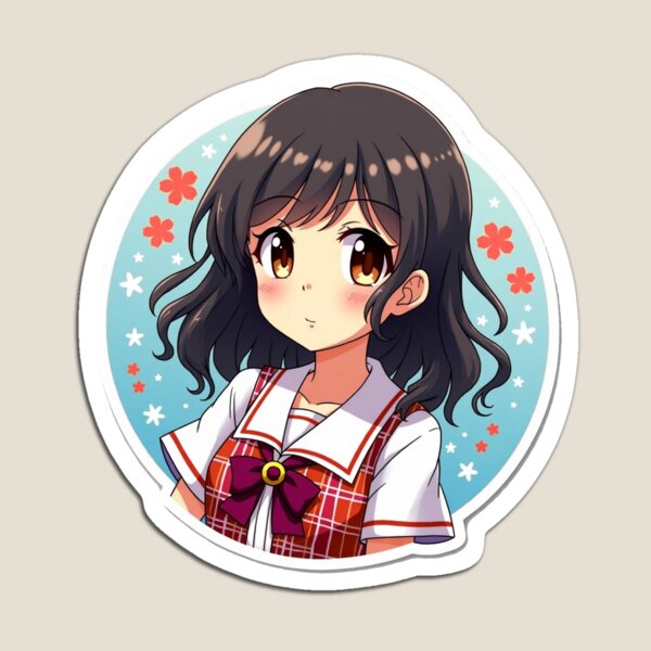 Artikelvorschau, Süßes Anime-Schulmädchen mit rot-weißer Uniform - Kawaii Digital Art entworfen und verkauft von Primarkt.