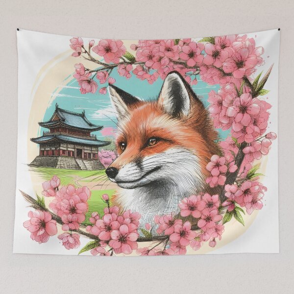 Item preview, Fox in Sakura Blossom Paradise designed and sold by inkNext.
