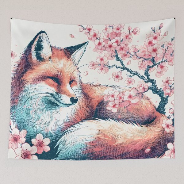 Item preview, Sakura Fox in Blooming Splendor designed and sold by inkNext.