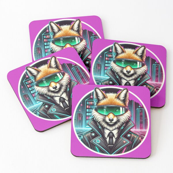 Item preview, Cyberpunk Fox - Futuristic Neon Sci-Fi Animal designed and sold by Nauert's.