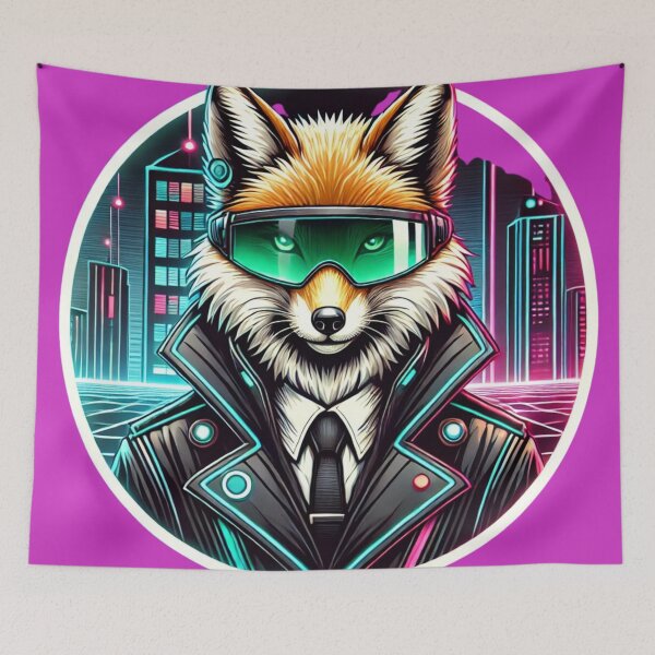 Item preview, Cyberpunk Fox - Futuristic Neon Sci-Fi Animal designed and sold by Nauert's.