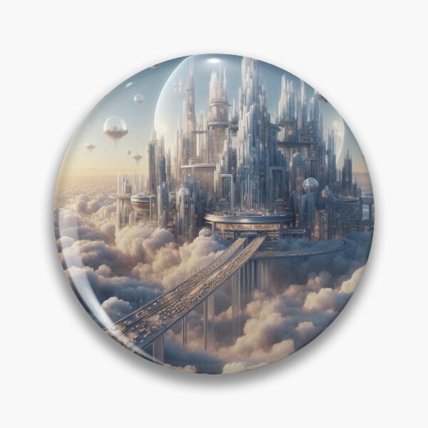 Item preview, Crystal-Clear Floating Sky City with Cloud Pathways designed and sold by FusionGaze.