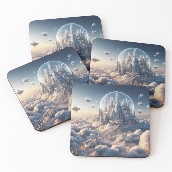 Item preview, Crystal-Clear Floating Sky City with Cloud Pathways designed and sold by FusionGaze.