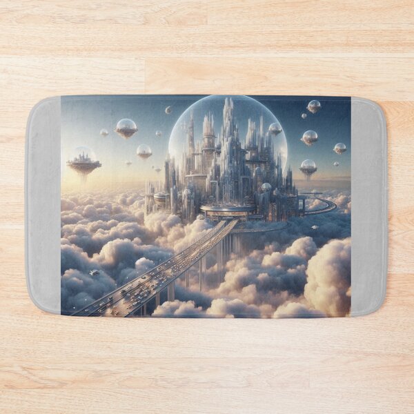 Item preview, Crystal-Clear Floating Sky City with Cloud Pathways designed and sold by FusionGaze.