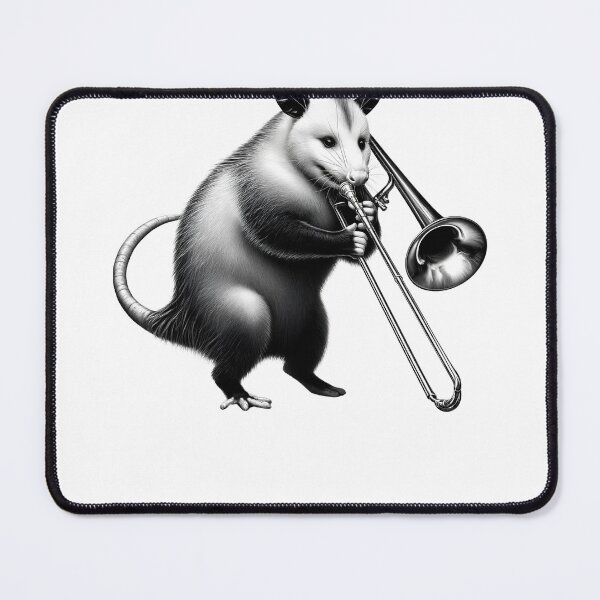 Item preview, Vintage Possum Opossum Playing Trombone Trombonist Trombone Player designed and sold by Kimberley King Art  King Art.