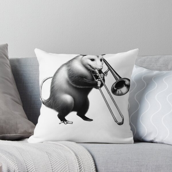Item preview, Vintage Possum Opossum Playing Trombone Trombonist Trombone Player designed and sold by Kimberley King Art  King Art.