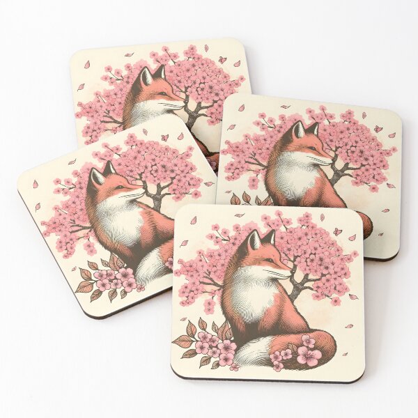 Item preview, Blissful Fox in Sakura Bloom designed and sold by inkNext.