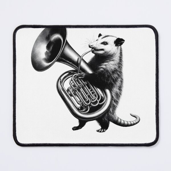 Item preview, Vintage Possum Opossum Playing Tuba Tubaist Tuba Player designed and sold by Kimberley King Art King Art.