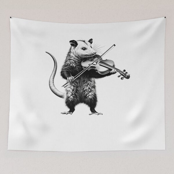 Item preview, Vintage Possum Opossum Playing Violin Violist Violin Player designed and sold by Kimberley King Art  King Art.