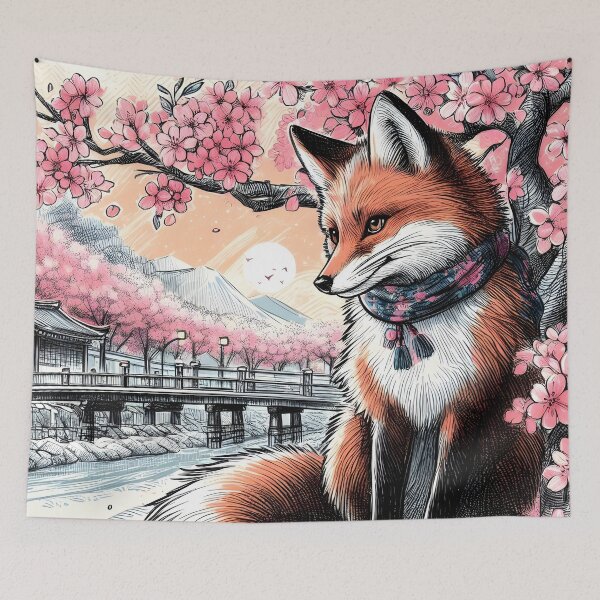 Item preview, Fox Among Sakura Blossoms designed and sold by inkNext.
