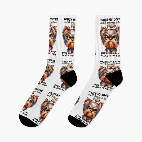 Item preview, Grumpy yorkshire terrier growls don`t touch my coffee designed and sold by LoneAngel.