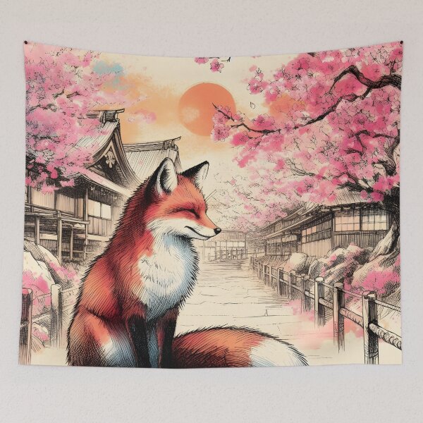 Item preview, Fox Among Sakura Blossoms designed and sold by inkNext.