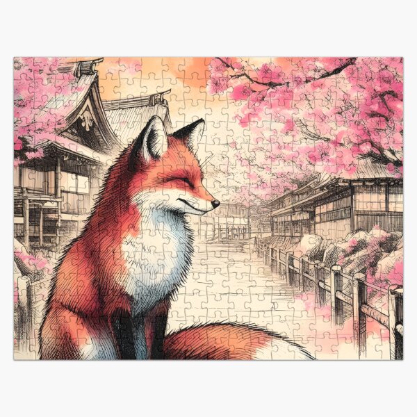 Artikel-Vorschau von Fuchs zwischen Sakura-Blüten, designt und verkauft von inkNext.