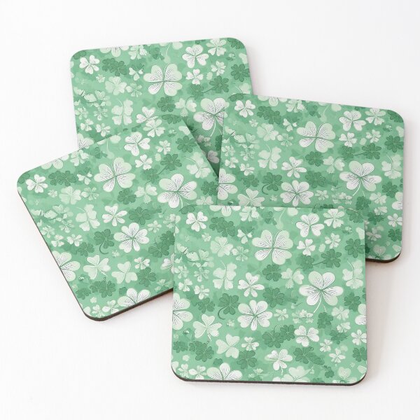 Item preview, shamrock clovers in white and green on a pastel green background designed and sold by Designbes.