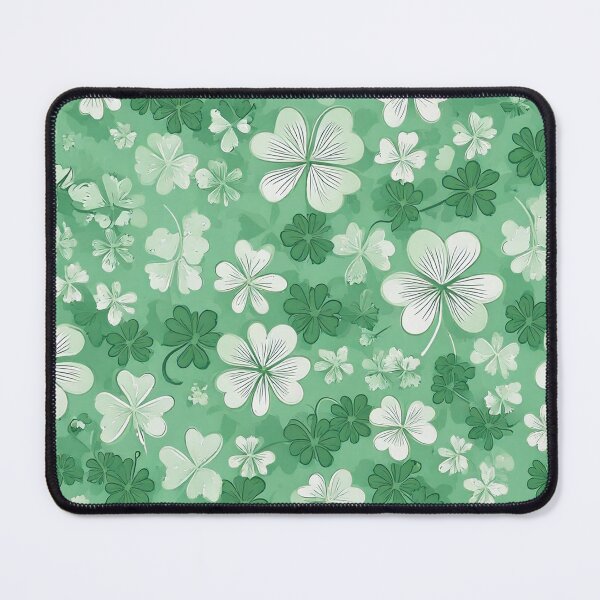 Item preview, shamrock clovers in white and green on a pastel green background designed and sold by Designbes.