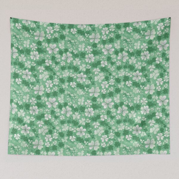 Item preview, shamrock clovers in white and green on a pastel green background designed and sold by Designbes.