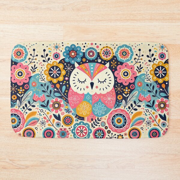 Item preview, Scandinavian Folk Art Rainbow Animals - Cute Colourful Owl by heidiannemorris designed and sold by FOLK ART FUSION.