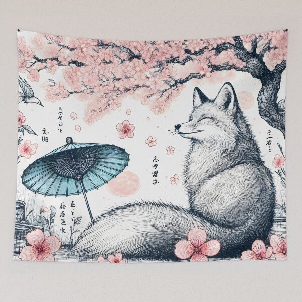 Item preview, Fox in Cherry Blossom Haven designed and sold by inkNext.