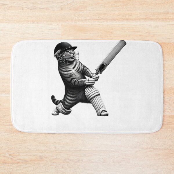 Item preview, Vintage Cat Playing Cricket Kitten Lover Cricket Player designed and sold by Kimberley King Art  King Art.