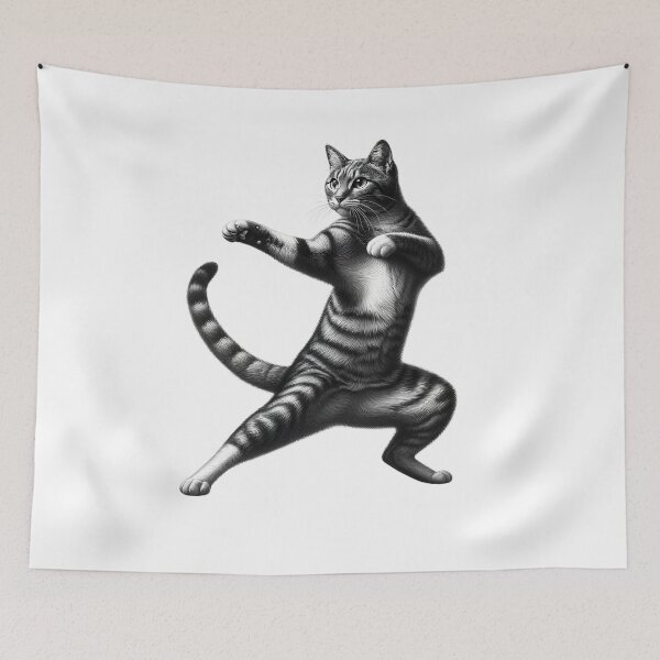Item preview, Vintage Cat Doing Krav Maga Kitten Lover designed and sold by Kimberley King Art  King Art.
