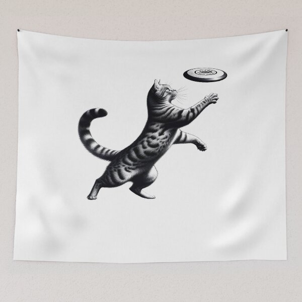 Item preview, Vintage Cat Playing Ultimate Frisbee Kitten Lover designed and sold by Kimberley King Art  King Art.