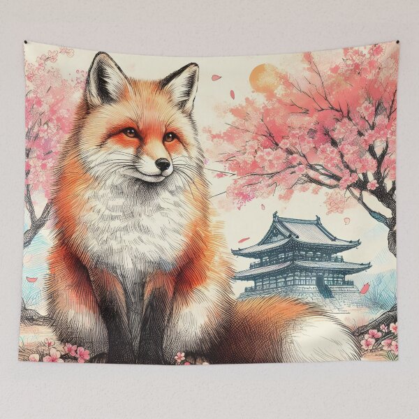 Item preview,  Vibrant Fox in Sakura Splendor designed and sold by inkNext.