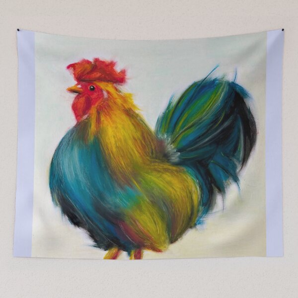 Aperçu de l'œuvre Coq fier, pastel à l'huile, coloré, coq coloré, Art, Artiste : ROSSI créée et vendue par ROSSI Roger Wagner.