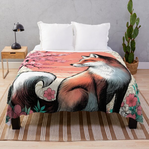 Item preview, Colorful Fox in Sakura Bliss designed and sold by inkNext.
