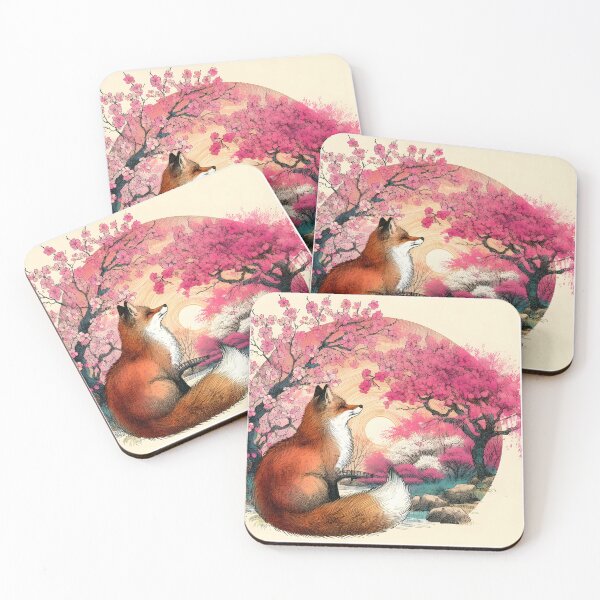 Item preview, Colorful Fox in Sakura Dreamscape designed and sold by inkNext.